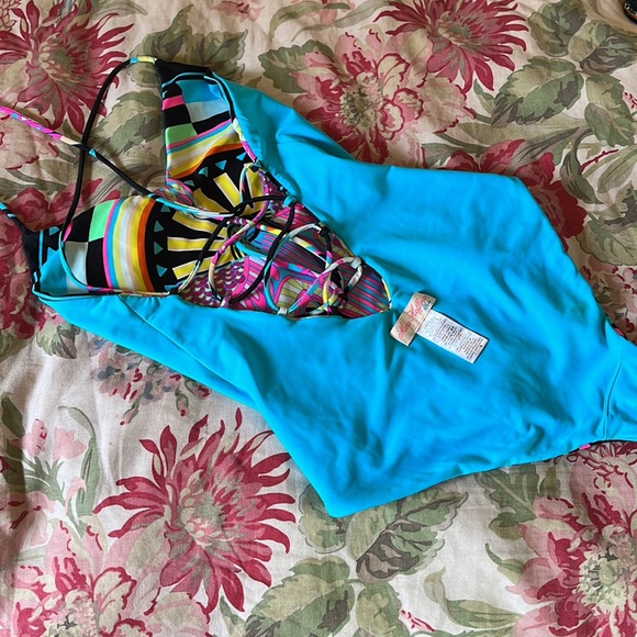 MARA HOFFMAN Size Small Colorful Phoenix Bird Sun Goddess One-Piece Swim $228 - Picture 12 of 16